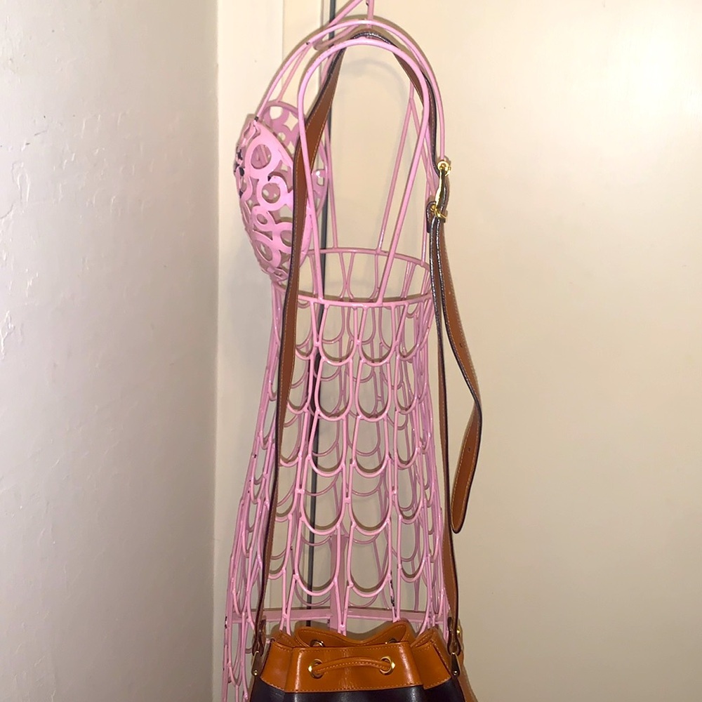 Italian Venice Simplon Orient Express Leather Bucket Bag/dustbag Black & Brown - Picture 5 of 11